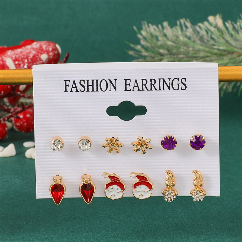 1 Pair Simple Style Santa Claus Snowflake Plating Alloy Ear Studs display picture 2