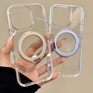 360 degree rotating magnetic bracket for iPhone16pro max apple 15 mobile phone case 14 transparent 13 new
