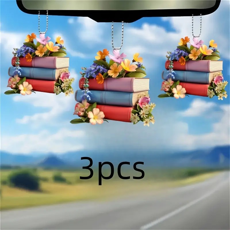 Nuevos productos transfronterizos creativos entusiastas del libro forma de acrílico plano árbol de Navidad decoración de automóviles para el hogar image 4