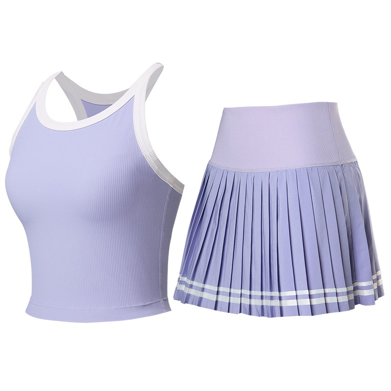 Nuevo conjunto de ropa de tenis de moda en una sola pieza de chaleco chaleco de tensión de color contraste ropa deportiva de yoga al por mayor