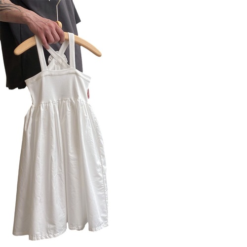 2024 summer new style girls suspender dress French children's clothing children's sleeveless white princess skirt