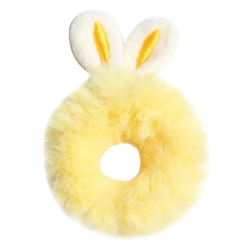 Corea del Sur chica en línea celebridad hadas Orejas de conejo felpa intestino grueso anillo de pelo lindo corbata accesorios para el cabello Otoño e Invierno diadema de color caramelo