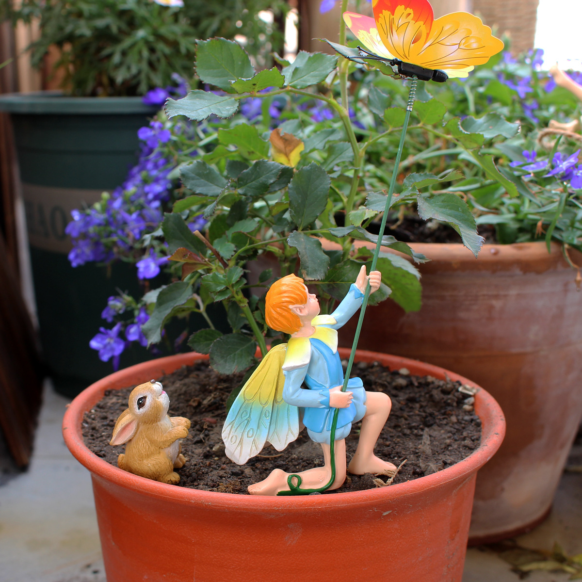   decoration balcony garden decoration flower pot decoration kite boy flower pot plant pot plug-in