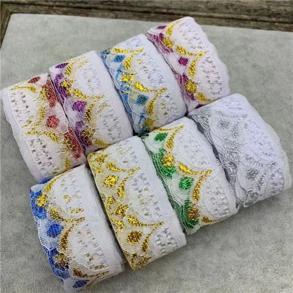 Inventario al por mayor colorido encaje hueco de bordes de Phnom Penh 2.8 cm de ancho ropa gorra decoración de tela para el hogar