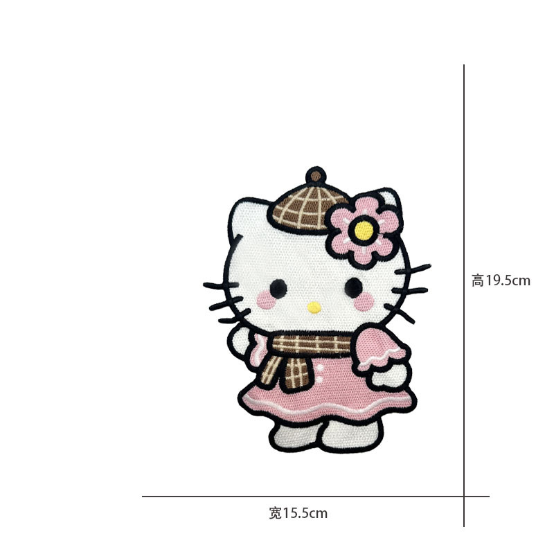Cartoon al por mayor bordado por computadora kt pegatinas de tela de gato Sanliogou diy pegatinas de parche tejido cesta de ropa adorno accesorios pegatinas