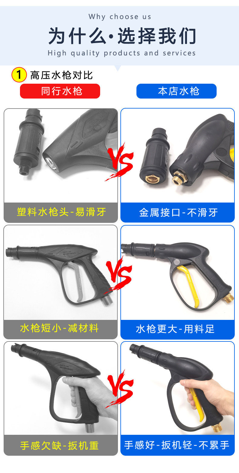 Suitable for household car wash machines, high-pressure water hose with water gun, explosion-proof hose, car wash pump hose accessories, pressure hose gun