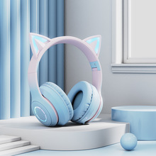 新款無線發光藍牙耳機貓耳朵頭戴式藍牙耳機游戲兒童頭戴藍牙耳機