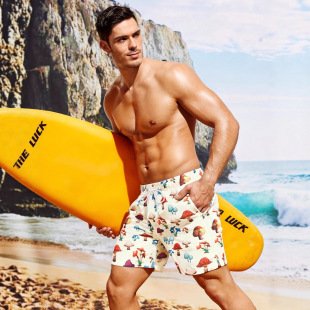 2025Ins Style Swimming Trunks Men's Anti-Embarrassment Loose Quick-Drying Swimming Equipment Men's Boxer Swimsuit Men's Beach Trunks
