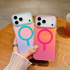 适用于iPhone17promax炫彩极光渐变磁吸手机壳苹果16镭射保护套15