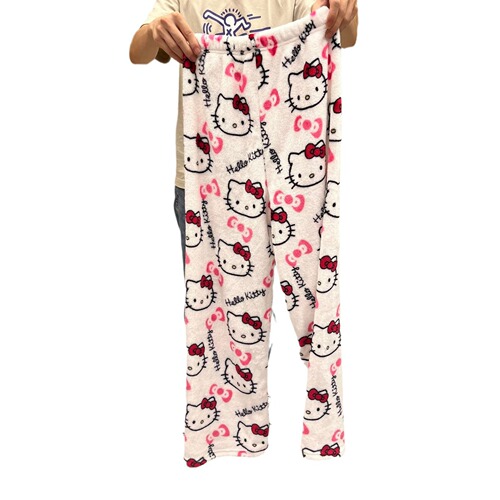 Export Halloween Cartoon KT Cat Fleece Pajamas for Women Autumn/Winter Thicker Warm Casual Home Decorative Drawstring Pants