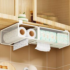 キッチンティッシュ棚穴なし戸棚壁掛け式ハンガー用紙棚吊り収納逆さま引き出し箱