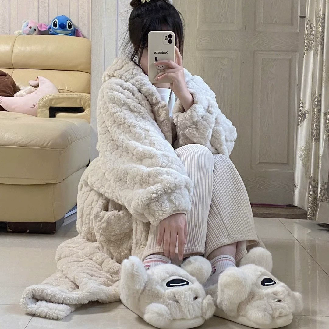 Coral velvet warm winter pijama, bathrobe, high-quality style, 2024 years