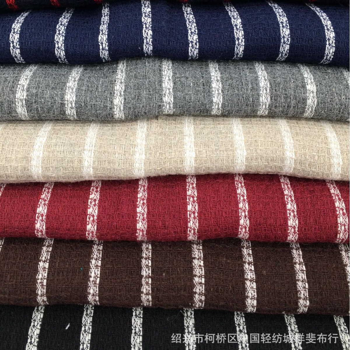 厂家直销色织条纹涤棉布料色织服装用布条子系列织布厂先染布