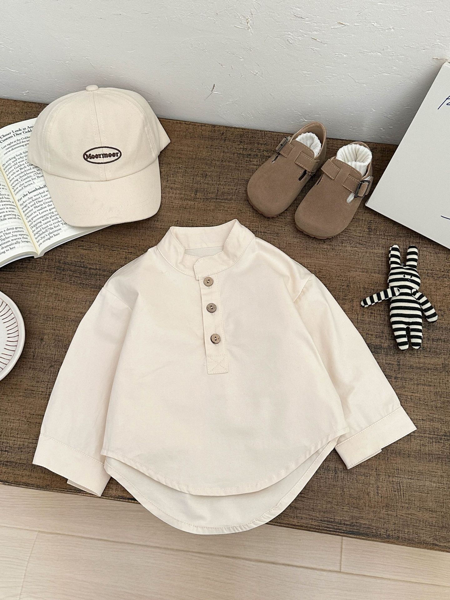 Primavera temprana ropa infantil coreana camisa de algodón primavera y otoño bebé cuello vertical ropa casual ropa universal bebé