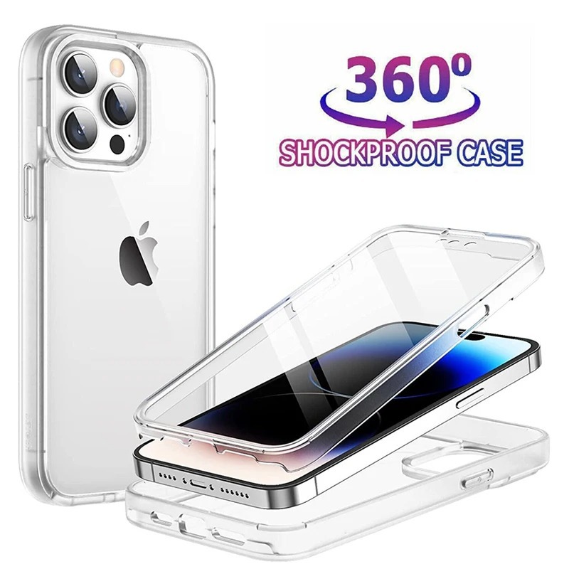 适用苹果16手机壳360度双面全包iPhone14ProMax透明15硅胶12硬壳