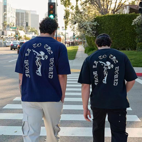 YOUNGLA Summer Men's Oversized T-Shirt American Style Fashion Trend Print Short Sleeve Sports Fitness T-Shirt