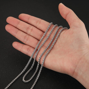 European and American Cross-Border 3mm Multi-Size Stainless Steel Wheat Chain Men's and Women's Necklaces Wholesale Made in China