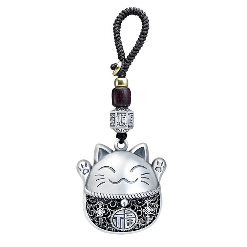 Lucky Cat coche llavero hombres y mujeres de moda colgante personalizado de alta gama hecho a mano llavero coche colgante regalo creativo