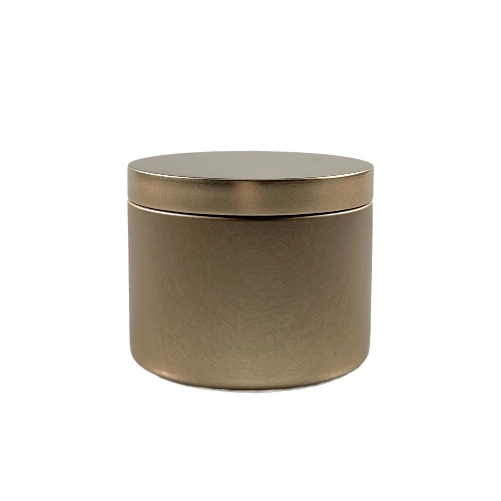 Caja redonda de hojalata negra sellada de doble cara con tapa de imitación de madera de alta gama para dulces, velas y aromaterapia, 4oz 8oz, al por mayor