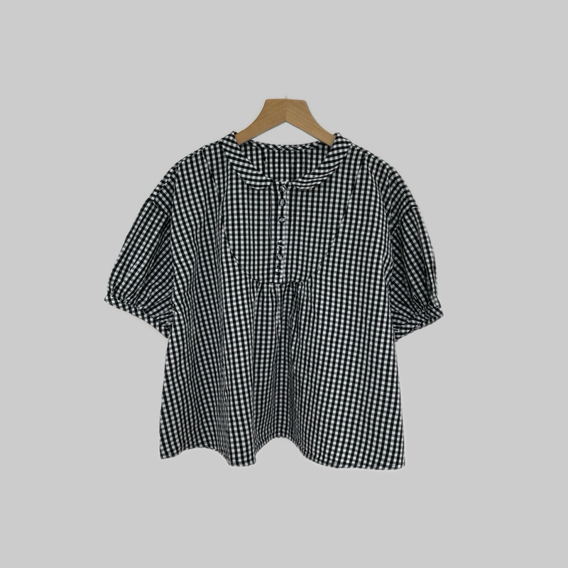 New women's fish island doll collar plaid shirt