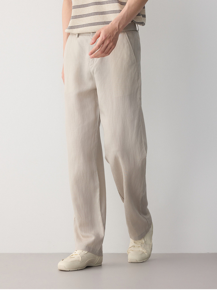 Quần kaki nam công sở ống thẳng chất liệu linen pha lyocell — đen chi tiết 14