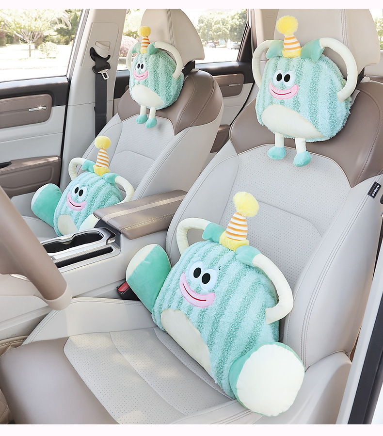 Car Headrest Waist Cushion suit Creative Cushion Cartoon Plush Female Neck Waistrest Car Supplies Headrest