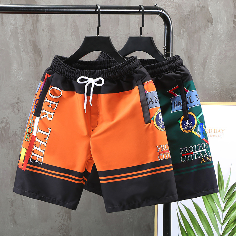 Sommer bedruckte Herren-Shorts aus Eisseide, lässig, schnell trocknend, Trend, Strandmode, übergroße Hose_voghion.com