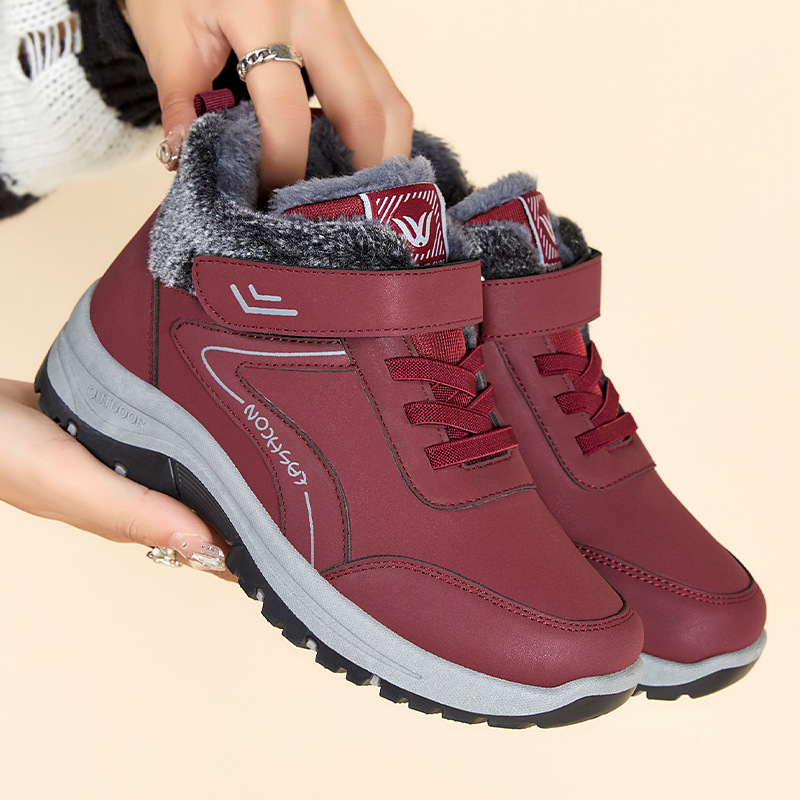 Botas de nieve para mujer 2024 zapatos de algodón transfronterizo de invierno nuevas botas de algodón engrosadas con forro polar zapatos para caminar cálidos de entrega de una pieza
