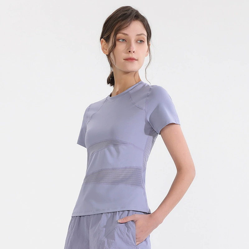 Трансграничные новые виды спорта с коротким рукавом женский быстрый сухой круглый воротник для бега тренировочная одежда для фитнеса дышащая одежда для йоги летняя футболка летом
