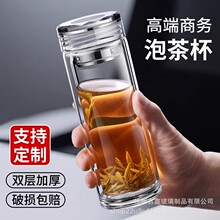 梦尚双层玻璃杯男高档家用耐热耐高温水杯车载防爆高硼硅玻璃杯