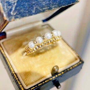18K Gold Pearl Ring Natural Freshwater Pearl Elastic Ring Double Layer Personalized Design Au750 Gold Ring