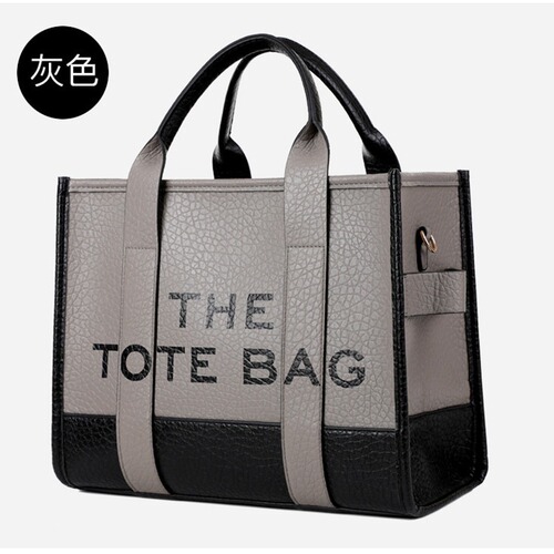 Cross-border new arrival: Trendy & Stylish European-American Style Dual-Color PU Letter-Print Shoulder Bag – Chic Tote Handbag