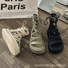 杨幂同款2024年夏季新款苹果百搭罗马凉鞋女绑带厚底增高底女鞋子