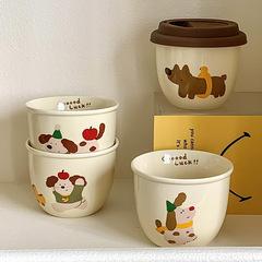 かわいい漫画ソーセージ子犬カップ洗練されたコーヒーカップ蓋付きカップネット赤陶磁器カップ卸売りカップ