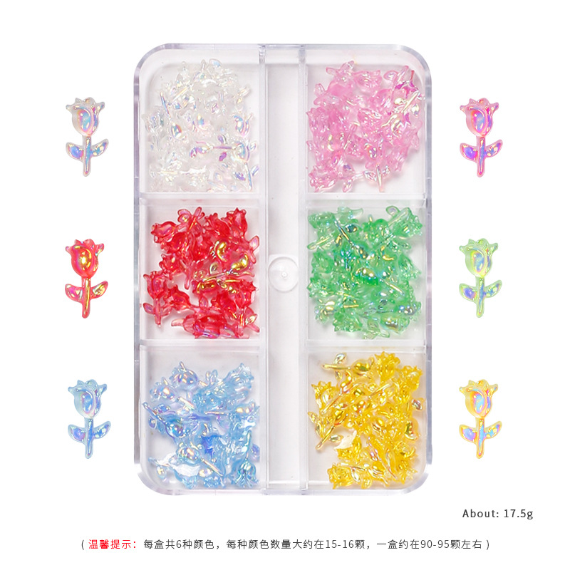 Nueva celebridad en línea transfronteriza ins estilo 6 cuadrícula Aurora color caramelo en caja joyería pequeña cereza pequeña diamante redondo rosa joyería