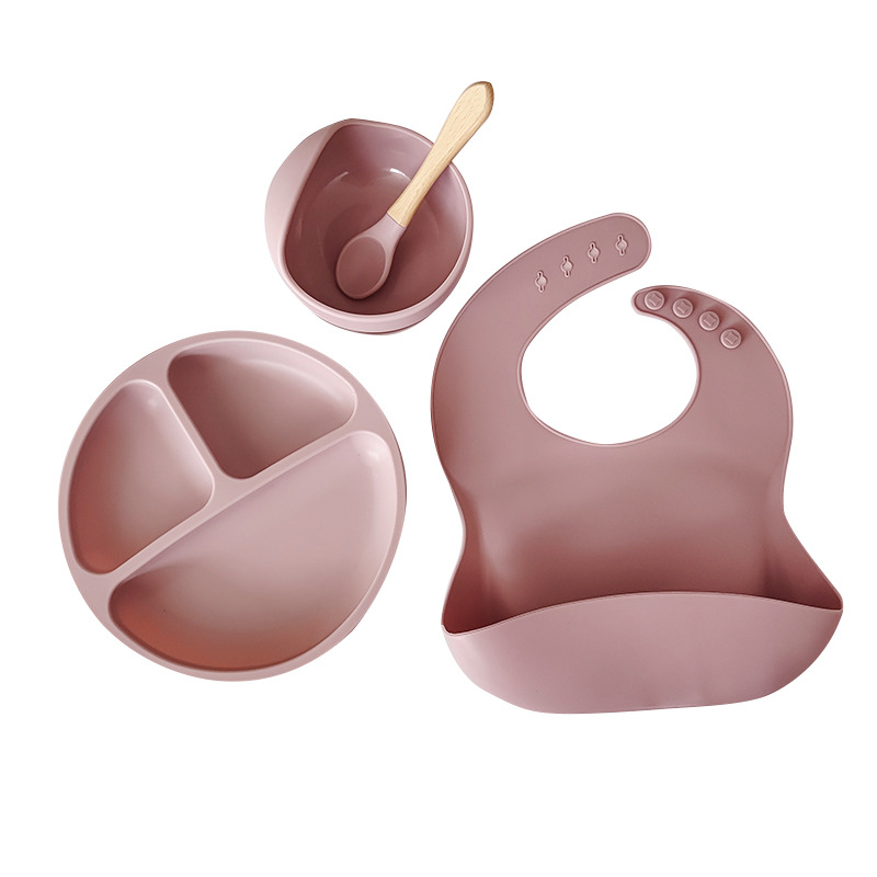 Vajilla para niños de Amazon, juego de ocho piezas, tazón de comida para entrenamiento de bebé, juego de vajilla de alimentación de bebé de silicona de calidad alimentaria