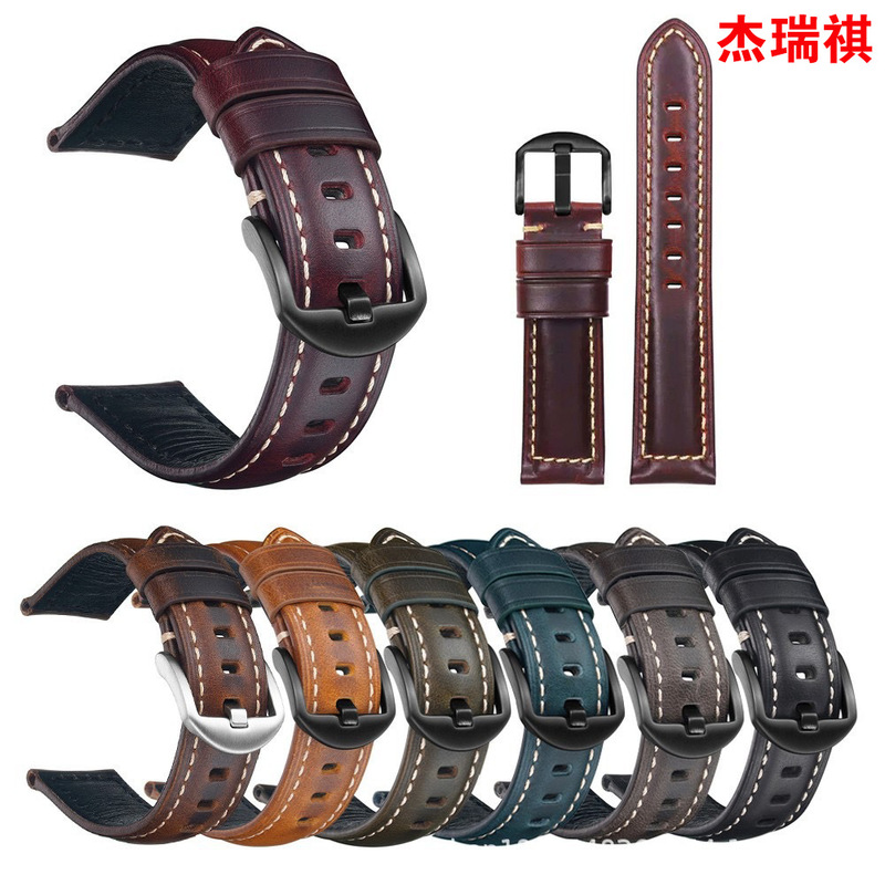 Spot Gt6/Gt5/4Pro Crazy Horse Retro Leather Strap Quick Release Cowhide Leather Watch Strap 20/22/24mm