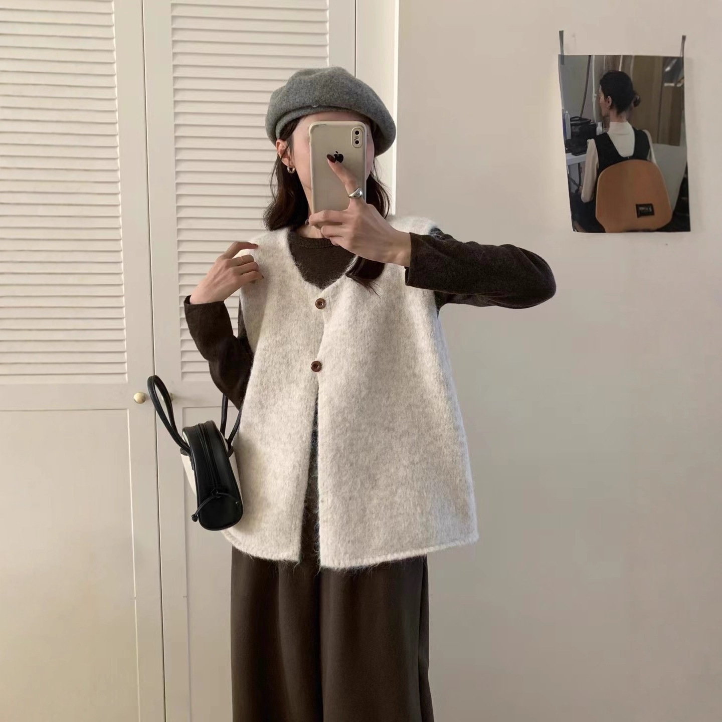 Coreano simple suéter universal chaleco de mujer 2025 otoño invierno nuevo suelto plegado chaleco de punto temperamento viaje image 4