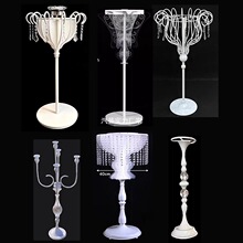 婚礼桌花花礼堂花架烛台婚庆水晶花花器道具铁白色器桌插花新款摆