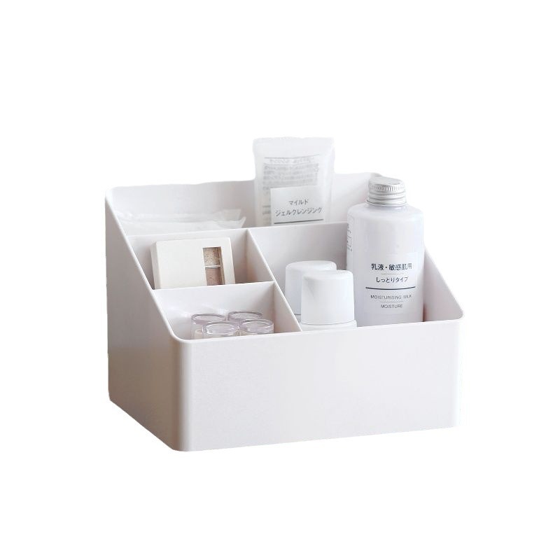 La Sala de estar del dormitorio de la esquina perezosa tiene una caja de almacenamiento de escritorio de oficina de plástico multifuncional y una caja de almacenamiento de cosméticos.