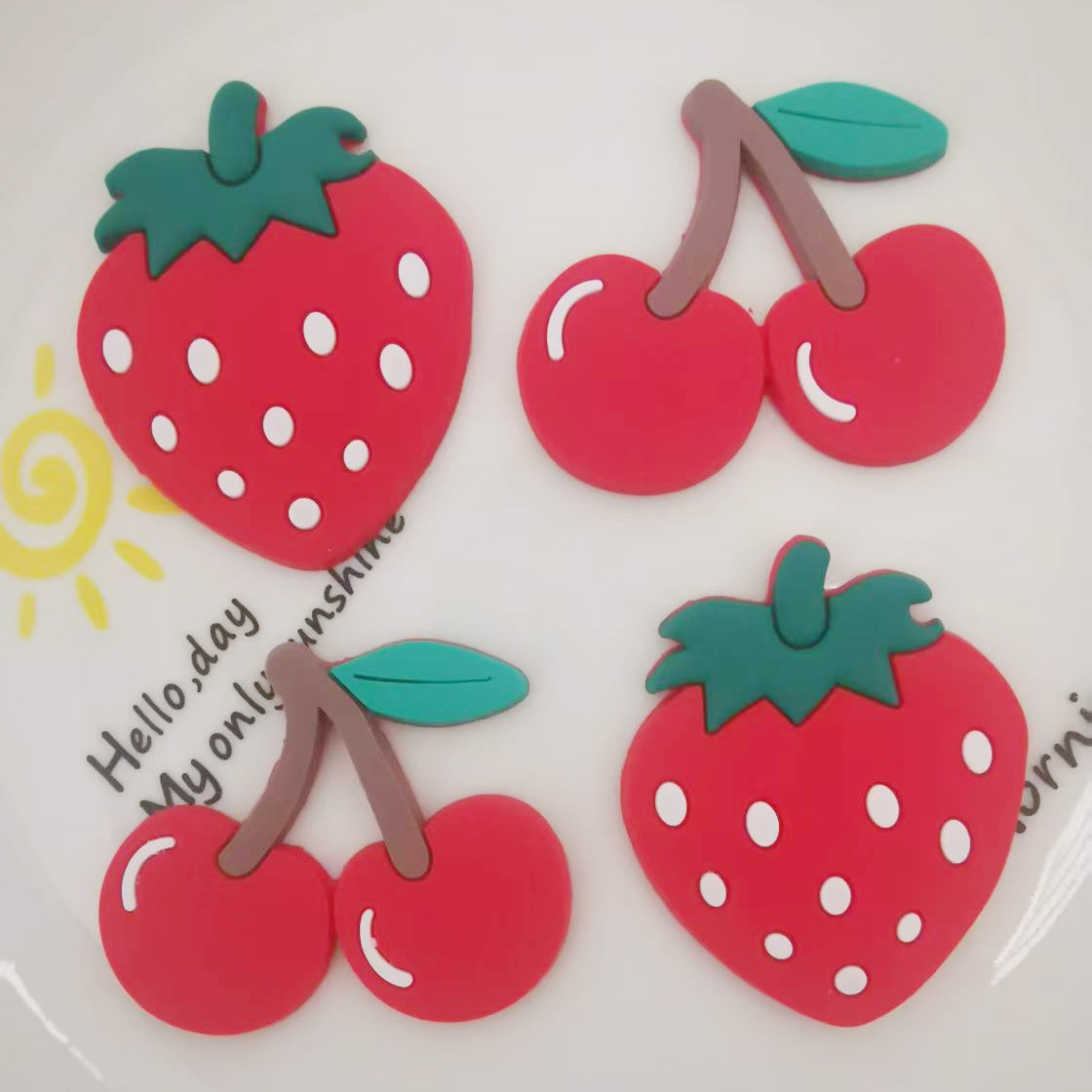 Soft Rubber Large Fruit Red Strawberry Cherry Hole Shoe Flower Mobile Phone Case Refrigerator DIY Patch Hair Accessories Hairpin Accessories