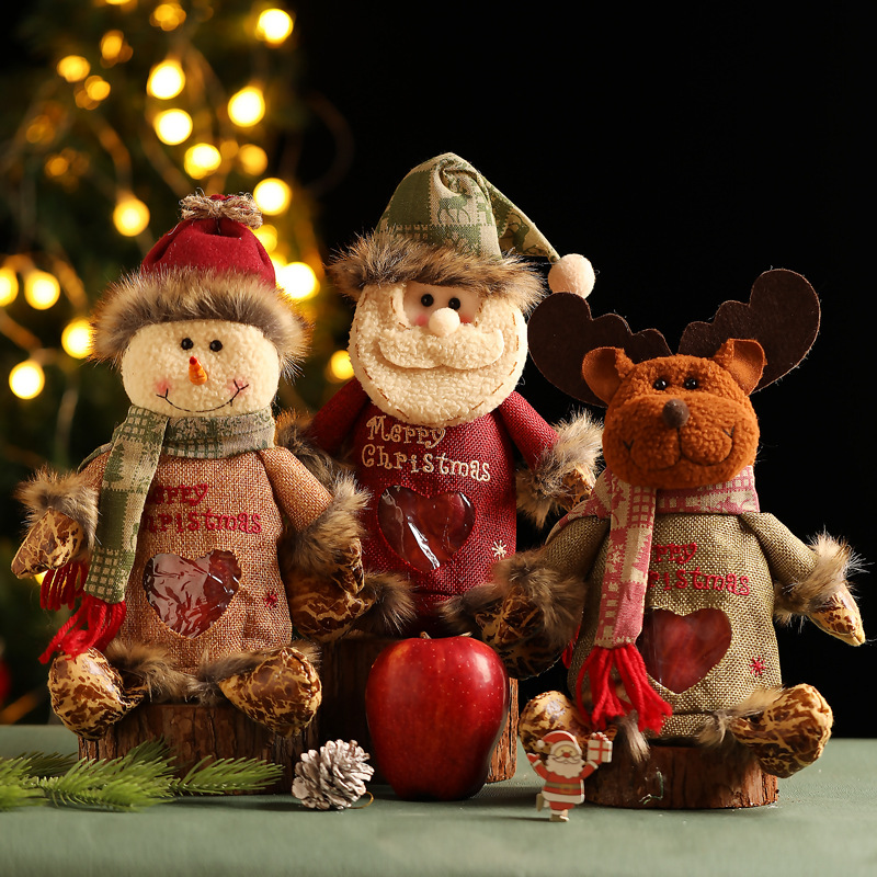 Navidad decoración nuevo Lino cremallera Apple bolsa Santa muñeco de nieve ELK regalo bolsa caramelo bolsa