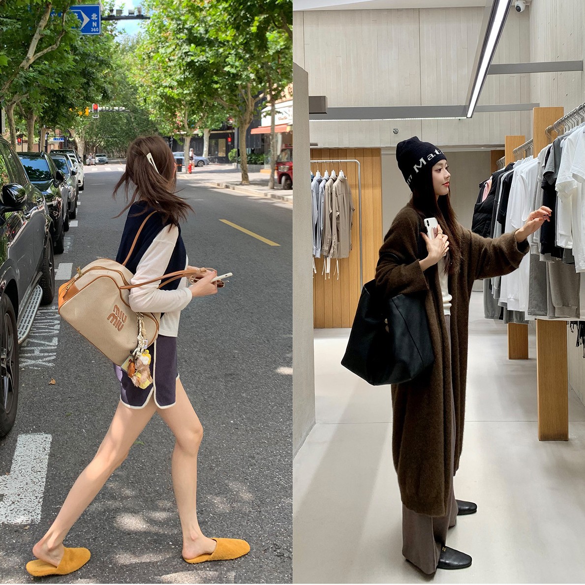 La primera capa de piel de vaca ~ la uva de la madre Miu cuero retrógrado plano perezoso zapatillas con un pie botones