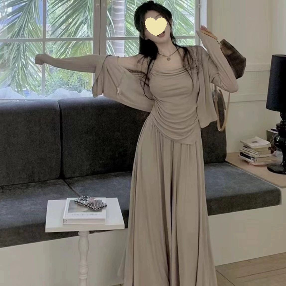 Жилет, куртка, брюки, трехсекционный ленивый повседневный костюм для женщин, весенне-осенний новый стиль, кардиган на подтяжках нестандартной формы с высокой талией