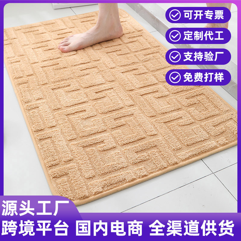 Nuevo Jacquard baño de peluche absorción de agua esterilla de suelo de color sólido antideslizante esterilla de baño baño puerta de ducha esterilla transfronteriza