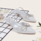 2024 New product: One line sole sandals, women's pointed back hollow toe sandals, rhinestone butterfly