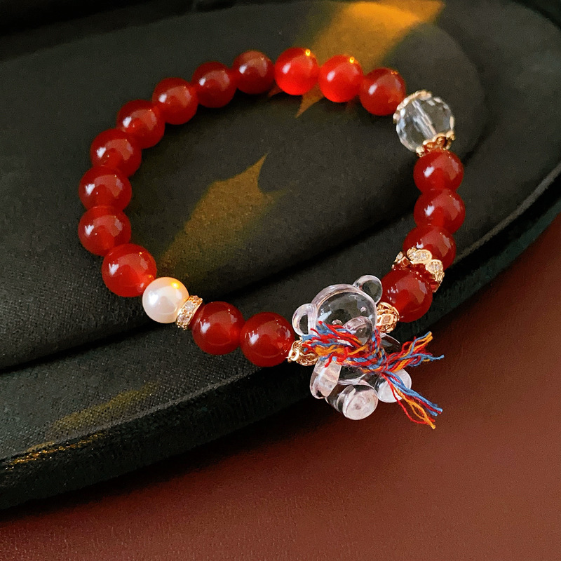 Pulsera de granate de ojo de tigre de cristal natural, nueva pulsera de todo fósforo de estilo nacional de estilo chino, joyería de novia de alta gama de lujo ligero