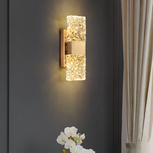 Modern Simple Light Luxury Square Crystal Wall Lamp Living Room Background Wall Staircase Nordic Creative Bedroom Bedside Wall Lamp