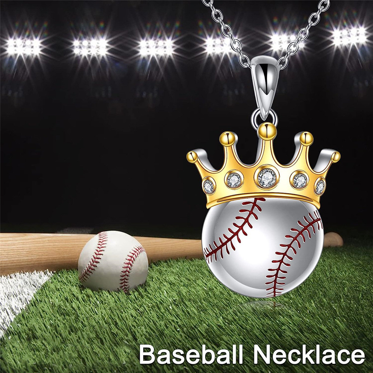 Collana con ciondolo a forma di corona da baseball in zircone bianco alla moda e di vendita calda, gioiello da donna alla moda e versatile_voghion.com