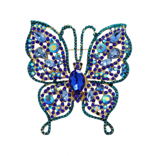 Creative Diamond Vintage Butterfly Brooch Fashion Simple Hollow Insect Women's Coat Flower Bag Clasp Accessory